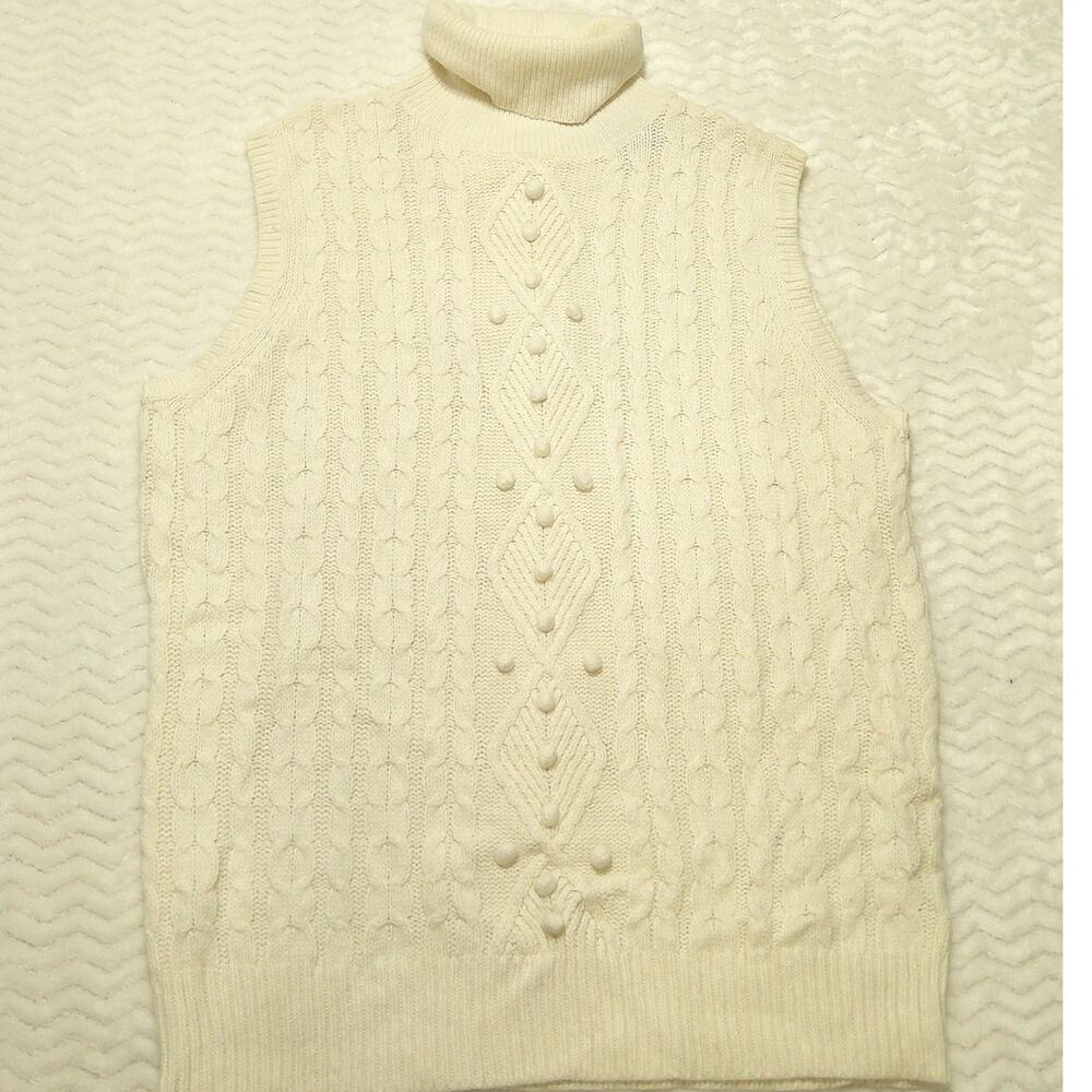 NWOT George Turtleneck Sweater Vest Women's XL Sleeveless Cable Knit Cream
